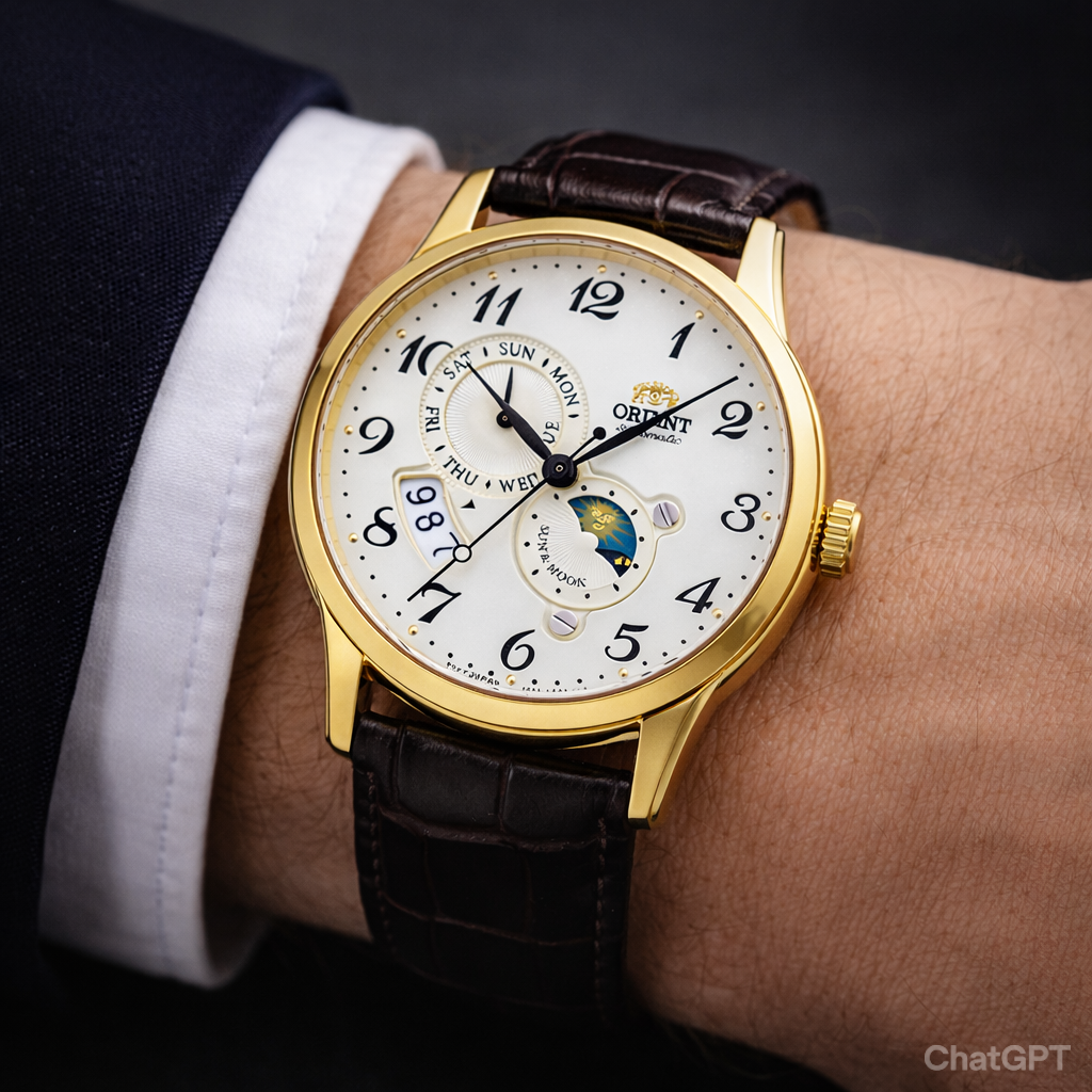 Orient Sun and Moon Automatic RA-AK0002S10B Multifunctional Men's Watch